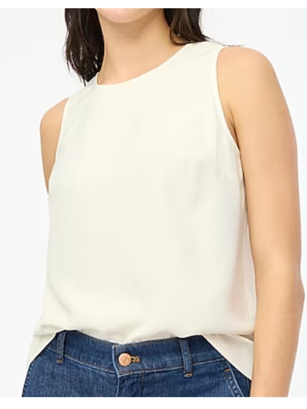 LIKE NEW J. Crew Sleeveless Button-back Shell Tank, Cream, Size XXL,SoldOut